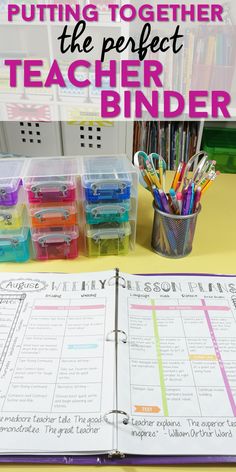 I love my teacher binder! Improve your classroom organization and come read how I put together the perfect teacher planner. Lesson Plan templates, calendars, class forms, and more! I Love My Teacher, Teacher Planning, Teacher Binder, Future Teacher, Teacher Organization, Teacher Things, Teacher Tips