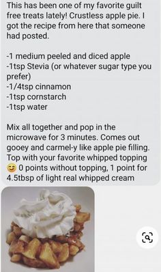 the recipe for apple crispes is shown in an advertiser's message