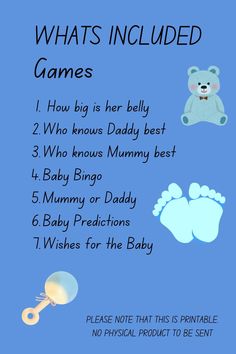 🎉👶 Make Your Baby Boy Shower Unforgettable! 👶🎉 Get ready to add joy and laughter to your baby boy baby shower with this amazing bundle of printable baby shower games! Whether you're hosting a cozy gathering or a big party, these fun and easy-to-play games are perfect for guests of all ages! 💙🍼 ✨ What's Included: *🤔 Baby Word Scramble *📝 Baby Shower Bingo *💭 Guess the Baby Item *🎨 Who Knows Mommy Best? *And more fun activities to keep everyone entertained! 💡 Instant Download: No need to wait--print at home or your local print shop and start the fun right away! 🖨️✨ 🔑 Key Features: *Gender-Specific Design: Tailored for baby boys with adorable blue and baby-themed illustrations. *Easy-to-Use: Clear instructions for each game so everyone can join in the fun. *Versatile: Perfect for Baby Sprinkle Games Boy, Baby Shower Boy Theme Ideas, Baby Boy Shower Games, Men Baby Shower Games, Baby Shower Boy Theme, Baby Shower Games Boy, Baby Shower Games For Boys, Sprinkle Games, Baby Sprinkle Games