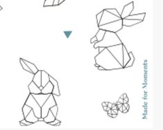 the instructions for how to make an origami rabbit with geometric shapes and lines