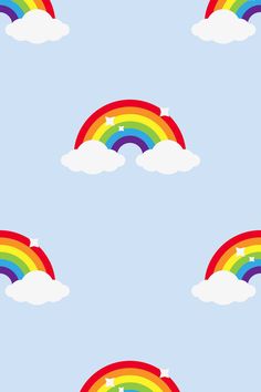 rainbows and clouds on a blue sky seamless background for fabric or wallpaper