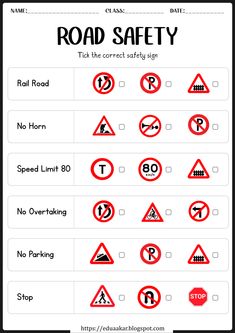 road safety worksheet with instructions for children to learn how to read the signs