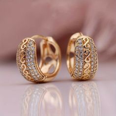 Pure Gold Earrings, Cute Hoop Earrings, Gold Jewels Design