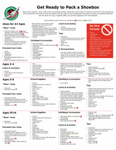 a poster with instructions on how to pack a shoebox