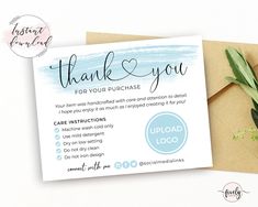 a thank card with an envelope and flowers