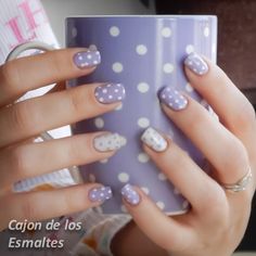 Lilac Nails, Gel Nail Art Designs, Finger Nail Art, Nail Art For Beginners, Cute Nail Art Designs, Polka Dot Nails, Nail Polish Art