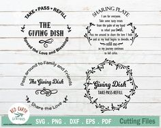 the giving dish svg files are available for use on cutting machines and paper crafts