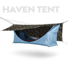 an image of a tent with the words haven tent on it and two tents attached to each other