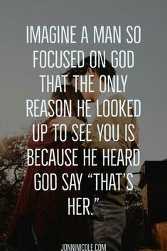 a man standing in front of a tree with the quote imagine a man so focused on god that the only reason he looked up to see you is because he