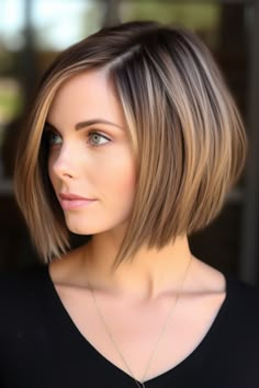 The sleek angled layered bob gives your layered haircut a polished finish. It’s perfect for slightly wavy hair, as the sharp angles create an edgy contrast. Click here to check out more cute short layered haircut ideas. Sharp Short Bob, Layered Bob Hairstyles Long, Chin Length Angled Bob Haircut, Bubble Bob Haircut 2024, Short A Line Bob, Short Angled Bob Haircut, Style Short Bob, Layered Haircut Ideas