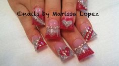 Valentines Acrylic Nails, Nail Art With Glitter, Art With Glitter, Nails Duck, Acrylic Nails Design, Minimalist Nail Art