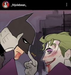 the joker and catwoman face to face in an animated comic style scene with caption that reads, friolbean