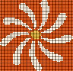 an orange and white cross - stitch pattern with four pointed petals on it's sides