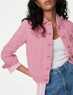 Buy Cotton Rich Denim Jacket with Stretch | M&S Collection | M&S Anti Chafing Shorts, Wardrobe Wishlist, Crew Clothing, Summer Jacket, Button Top, Dress With Cardigan, Shop Swimwear, Sports Leggings, Swimwear Tops