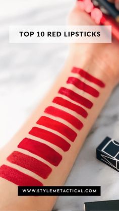 Beautiful Red Lipstick, Blue Based Red Lipstick Drugstore, Nars Red Lipstick, Best Blue Red Lipstick, Blue Based Red Lipstick, Shades Of Red Lipstick, Red Lipstick Swatches, Blue Red Lipstick, Olive Skin Lipstick