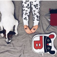 Wakey-wakey! Super adorable duo Leon & Figo @mamala_leo. Leon is wearing our Jack Russell print organic cotton baby leggings, print is inspired by Figo. Thanks to Mom for sharing the photo!    #monofaces Monochrome Baby, Hipster Babies, Eco Friendly Baby, Baby Puppies