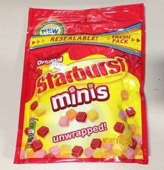 an unopened bag of strawberry minis