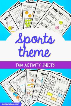 sports theme fun activity sheets for kids to help them learn how to play with the ball