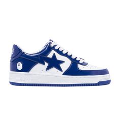 Find BAPE Wmns Sta #5 'royal on Editorialist. Wmns Bapesta #5 'Royal Blue' Bapesta Shoes, Chitenge Outfits, Royal Blue Sneakers, Bape Shoes, Lirika Matoshi, Painted Canvas Shoes, All Nike Shoes, Black And White Shoes, Star Shoes