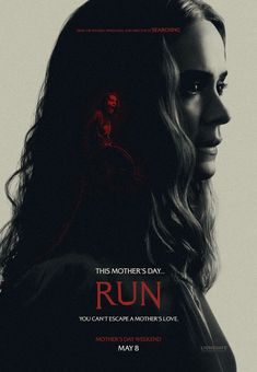 the movie poster for run, which features a woman with long hair