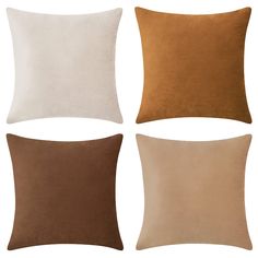 PRICES MAY VARY. 100% Velvet SET OF 4: Includes 1 beige velvet pillow + 1 caramel velvet pillow + 1 brown velvet pillow + 1 light brown velvet pillow COVERS ONLY: 20 x 20 inches (approx. 50 cm). Pillow inserts NOT included SIGNATURE PILLOWS: If you love color, don’t settle for just one. These color block style pillows are sure to become one of your favorite items in your home! PREMIUM QUALITY: Soft to the touch and comfortable to lay on. Strong chain stitches and color coordinated hidden zipper Tan Throw Pillow, Brown Throw Pillows, Fall Throw Pillows, Velvet Set, Beige Bed, Brown Pillows, Fall Pillows, Brown Velvet, Color Cafe