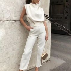 Zara Women Waist Detail Pants Trousers Ecru Bloggers Fav 2490/703 Size S Great Pair Of Trousers Slacks Slacks Rich Girl Looks Classy Summer Outfits, Bright Outfits, Look Office, Business Attire Women, Chique Outfits, Summer Work Outfits, Professional Attire, Work Outfits Women, Zara Pants