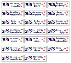 the label for biss is shown in red, white and blue with hearts on it