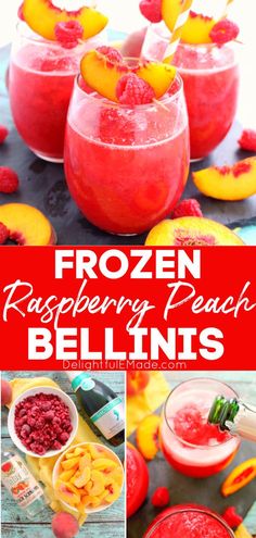 frozen raspberry peach bellini recipe with fresh fruit