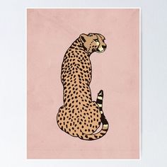 a drawing of a cheetah sitting on its back