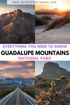 there are four pictures with the words everything you need to know about guadalajara mountains national park