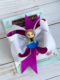 Elsa or Anna hairbow - Darling Little Bow Shop Alligator, Hair Bows, Shop Design, Novelty Christmas, Christmas Ornaments, Holiday Decor, Design