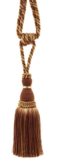 a brown tassel hanging from a rope