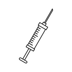 a line drawing of a medical syil on a white background, with the needle pointing up