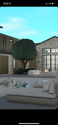 a virtual view of a house with a tree in the background