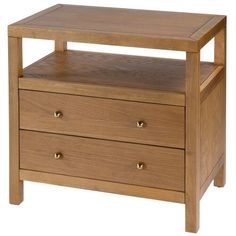 a small wooden table with two drawers on one side and an open drawer on the other