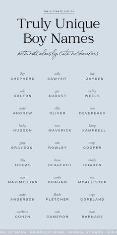 the cover of truly unique boy names