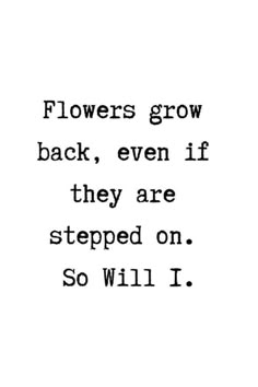 the words flowers grow back, even if they are stepped on so will i?