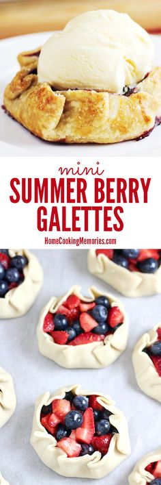 mini summer berry gales with ice cream on top