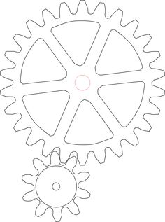 a drawing of two gears on a white background