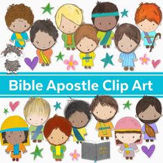 a group of paper cut outs with the words bible apostle clip art