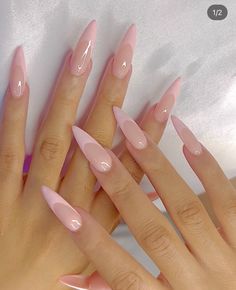 Pink French Tips, Pink Tips, Long Almond Nails, Nagellack Trends, Wow Nails, Pink French, Classy Acrylic Nails, Almond Nails Designs, French Tips