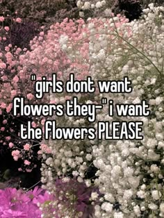 flowers with the words girls don't want flowers they i want the flowers please