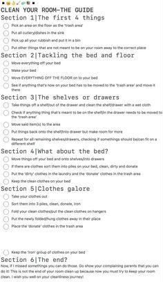 #Motivation #Trends #Inspiration #Inspo #HomeTrends #CreativeIdeas #Ideas Declutter Your Room Checklist, Declutter Room Checklist, Clean Your Room Guide, Tips For Tidying Your Room, Steps To Tidy Your Room, How To Deep Deep Clean Your Room, Bedroom Organization Checklist, Deep Clean Your Room Checklist, Tidy Up Bedroom