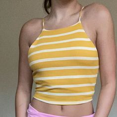 The Cove. Size Medium. Yellow And White. New Without Tags. Cute Yellow Sleeveless Top, Casual Cropped Yellow Tank Top, Cute Fitted Yellow Tops, Trendy Yellow Crop Top Tank, Trendy Yellow Crop Tank Top, Cute Yellow Summer Tops, Yellow Cotton Tank Top For Spring, Yellow Cropped Tank Top For Spring, Cropped Yellow Tank Top For Spring