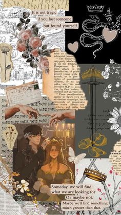 the collage is made up of many different pictures and words, including flowers, hearts,