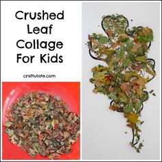 This leaf collage art uses dry leaves that have been crushed up! Collage For Kids, Autumn Preschool Theme, Tree Collage, Leaf Collage, Leaf Artwork, Pretty Crafts, Autumn Activities For Kids, Fall Preschool, Mason Jar Crafts Diy