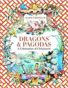 a book cover with an illustration of dragon's and pagodas on it