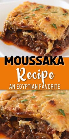 squares of ground beef and eggplant with a bechamel layer with Pinterest overlay. Mousaka Recipe Eggplant, Cheap Middle Eastern Meals, Mousaka Recipe Egyptian, Arabic Eggplant Recipes, Mousaka Recipe Best, Egyptian Eggplant Recipe, Musaka Recipe Eggplant, Egyptian Moussaka Recipe, Greek Eggplant Recipes