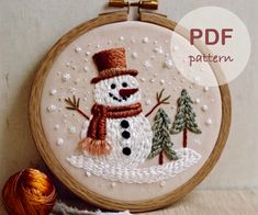 Embroidered Snowman, Pattern For Embroidery, Snowman Embroidery, Christmas Applique Designs, Winter Embroidery, Holiday Embroidery, Snowman Pattern