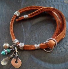 Diy Collier, Leather Jewellery, Ideas Jewelry, Jewelry Model, Leather Bracelets, Leather Diy, Bijoux Diy, Jewelry Diy, Jewelry Projects